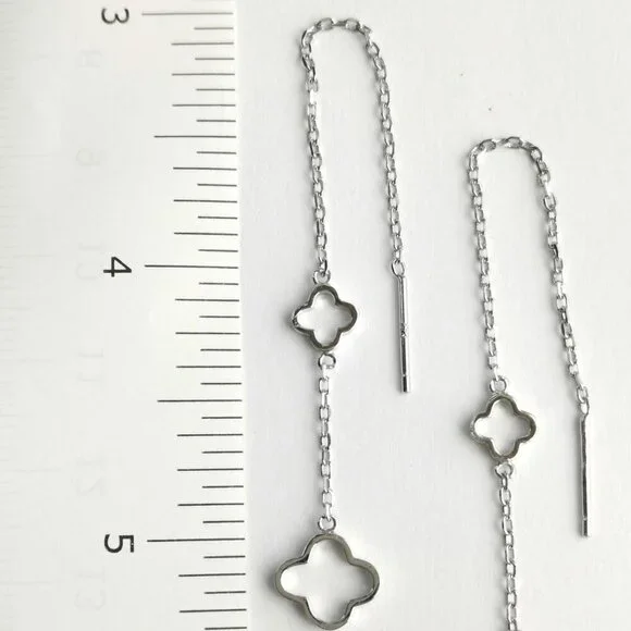 Sterling silver threader clover flower earrings 🆕 - Picture 2 of 4